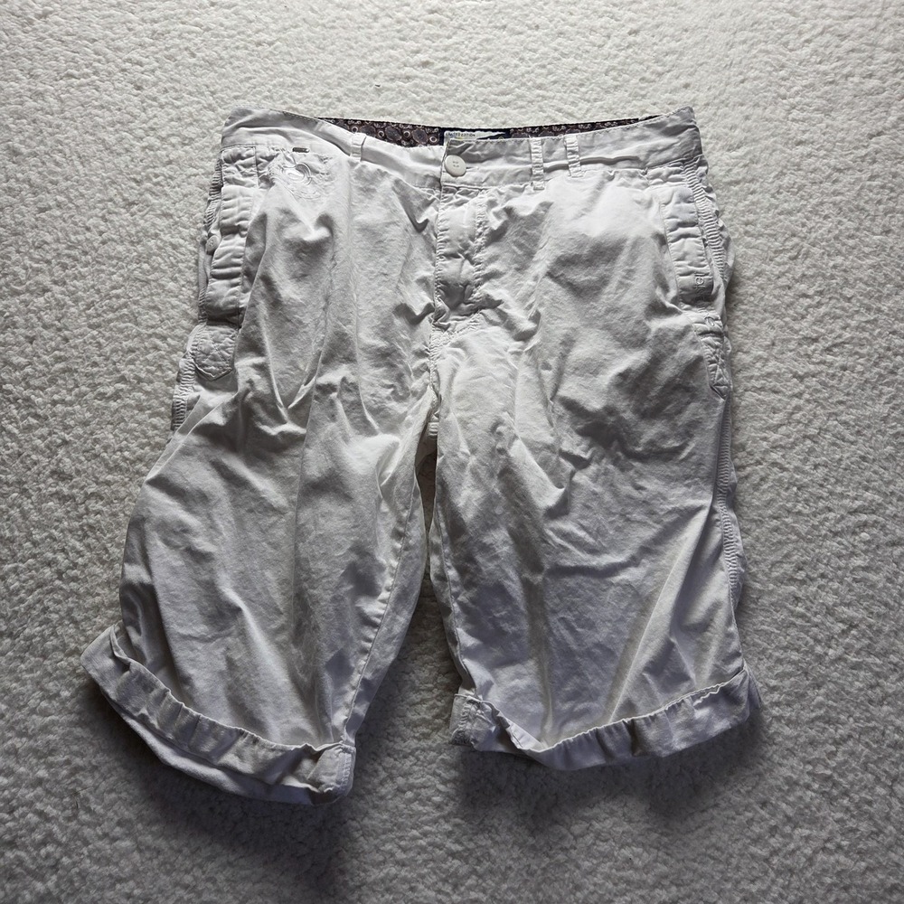 Gangster Cargo Shorts Mens 44 White Cotton Canvas Flat Front 10 Inseam Casual
